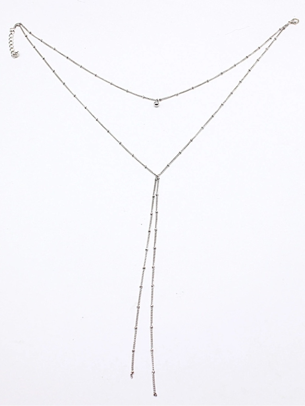 Layered Beaded Necklace Women Color Silver